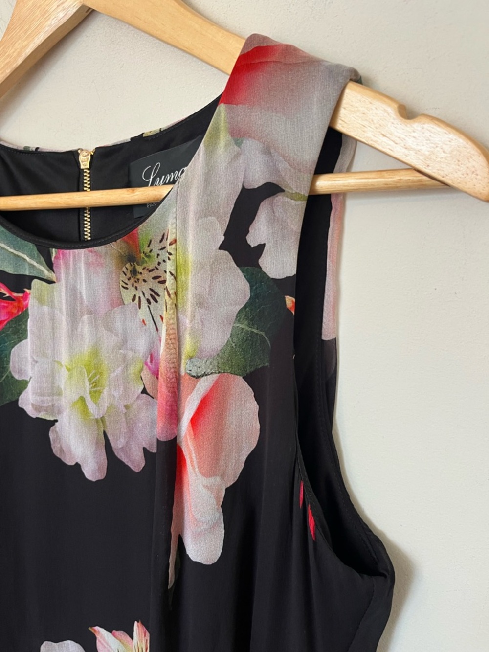 Lyman by Frank Lyman Black Floral Chiffon Overlay Dress Size 8 - Picture 6 of 13